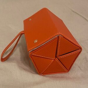 Orange Leather Accordion-Style Jewelry Case